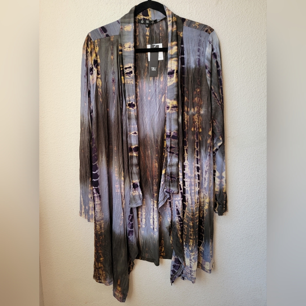 Coin 1804 tiedye open front cardigan, size 1x